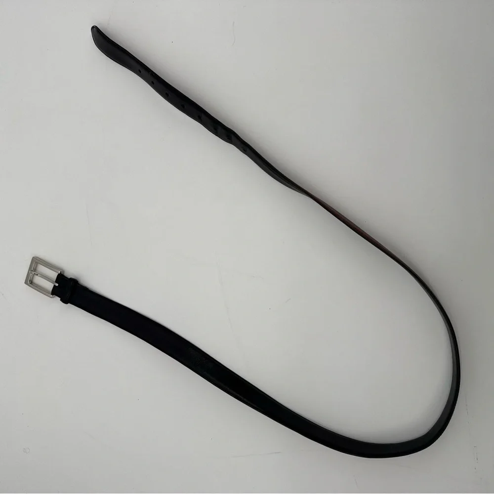 Aniline Kipskin Shoulders Black Leather Belt Mens Classic Size 40